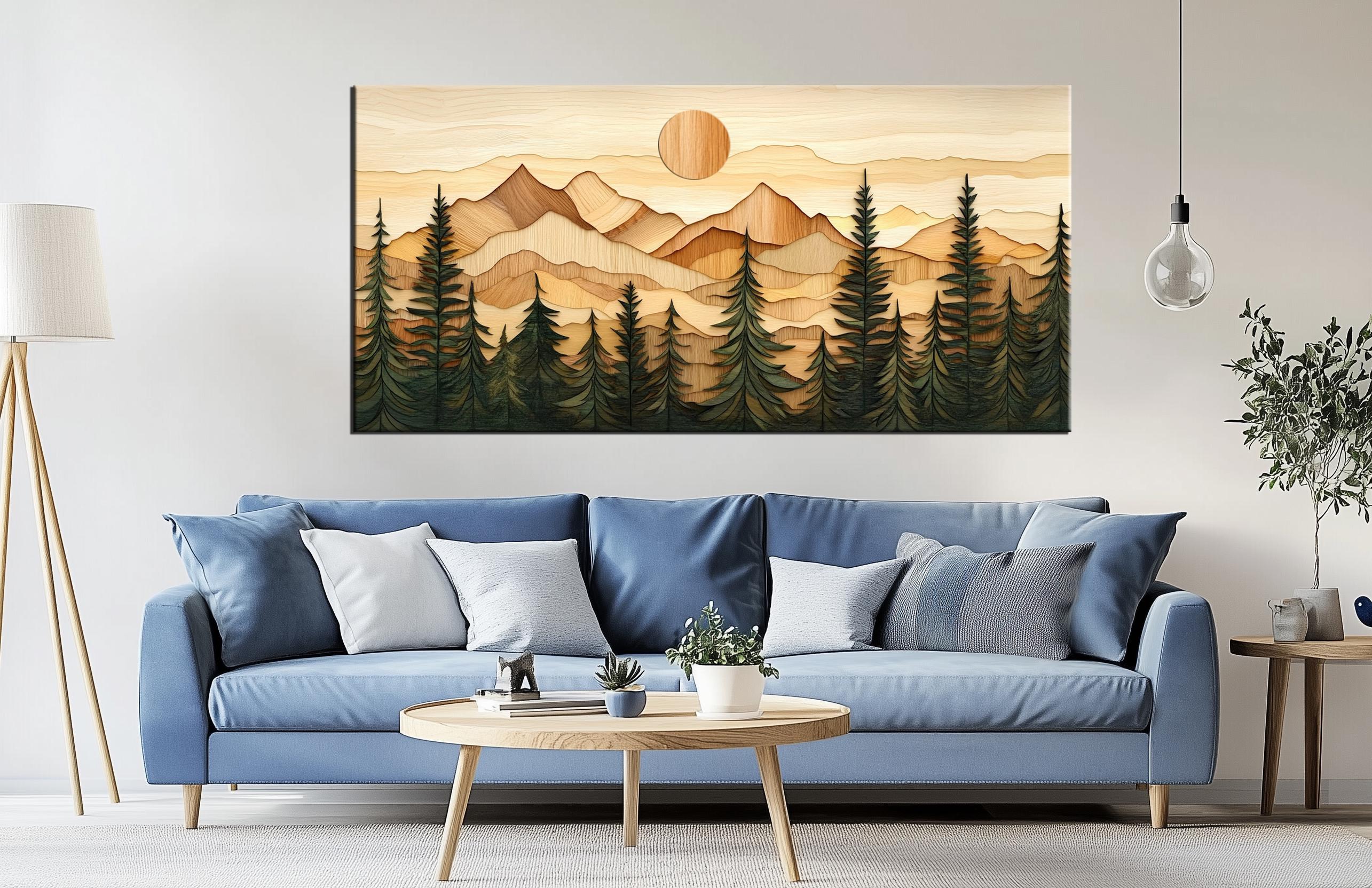 Mountain Forest Canvas Wall Art | Wood Texture Landscape Print | Rustic Nature Wall Decor | Large Canvas Art for Living Room or Cabin Md468 - Etsy Israel