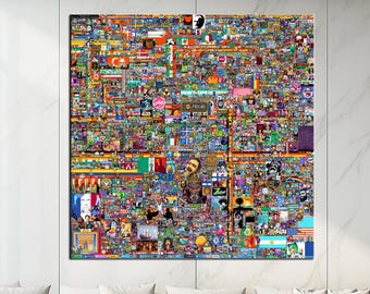 Reddit r/Place 2022 Wydruk na płótnie | Żywe dzieło sztuki społeczności | Limitowana edycja sztuki ściennej dla fanów Reddita | Unikatowy wystrój Pixel Art md321