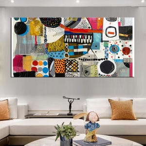 Abstract Modern Canvas Print | Large Geometric Wall Art | Bold Multicolor Contemporary Artwork for Home or Office Decor md171