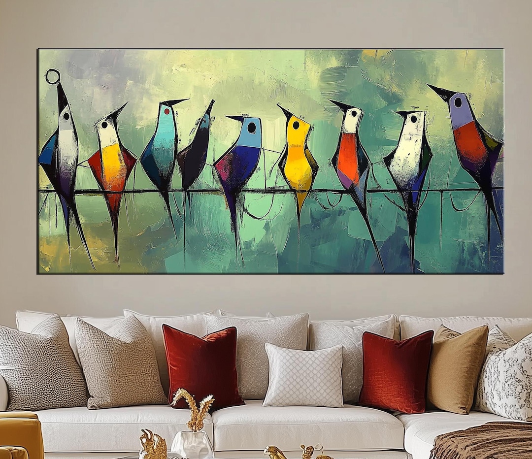 Colorful Abstract Bird Canvas Print - Modern Wall Art for Home Decor ...