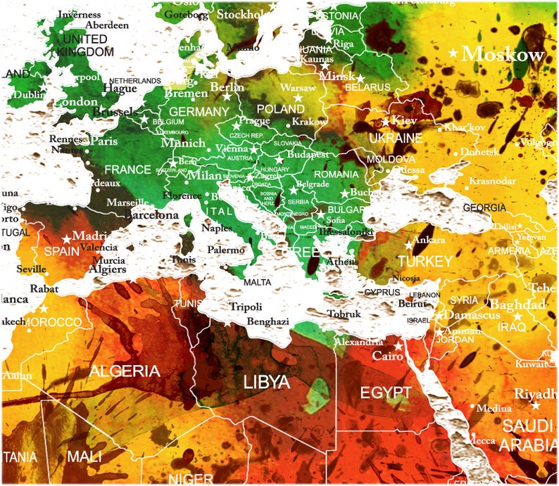 Push pin world map wall art canvas for travel extra large ...
