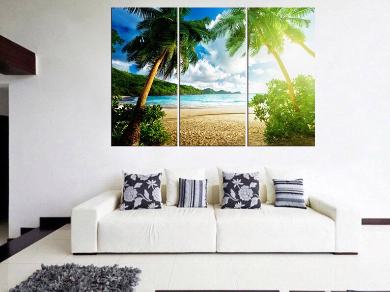 Ocean Palm Beach Large Wall Art Canvas Print Tree Canvas Art Etsy