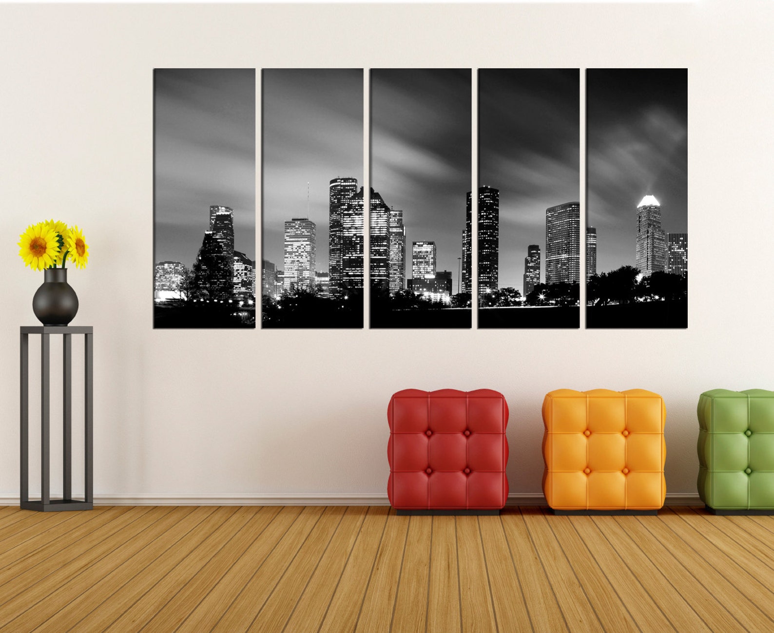 Houston Skyline Wall Art Canvas Print Canvas Art Extra Large Etsy