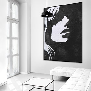 Black and white minimalist canvas painting for living room