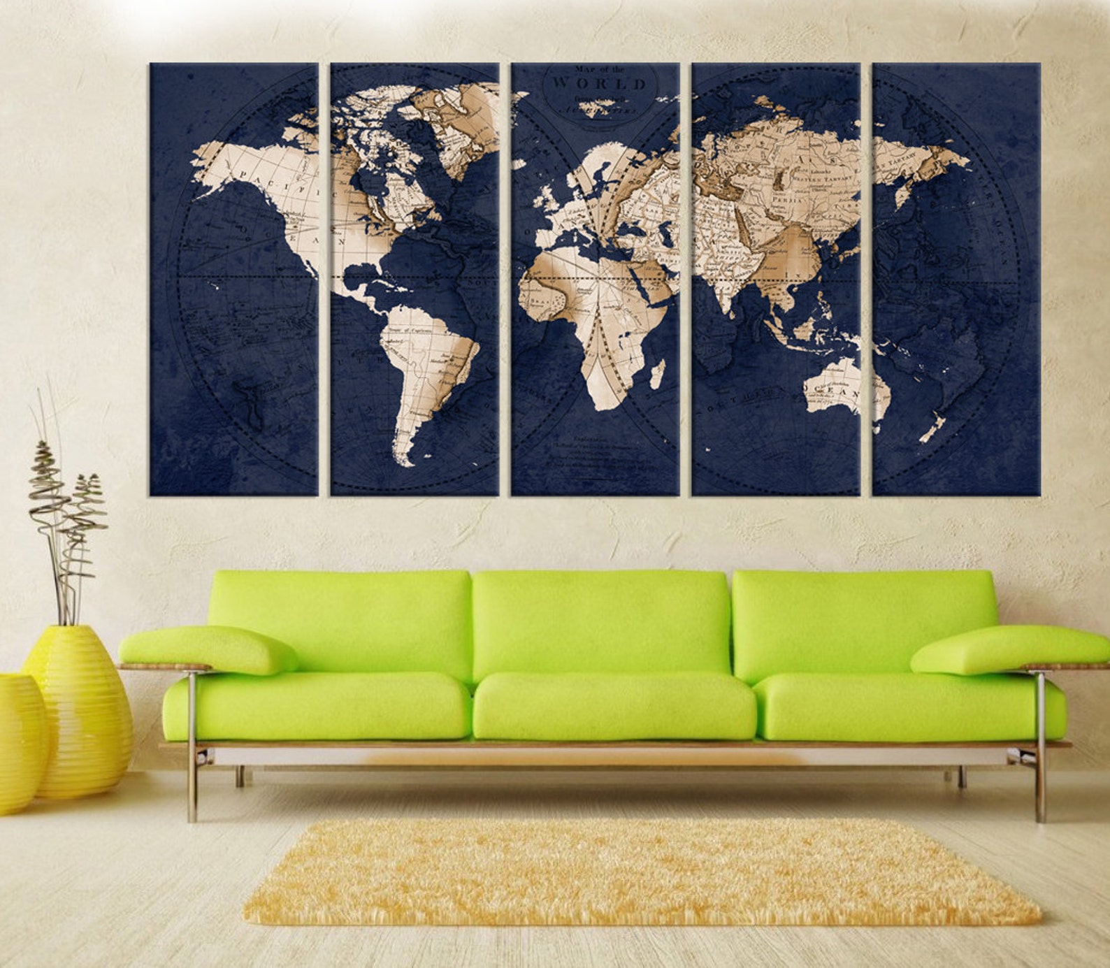 Abstract Wall Art Old World Map Wall Art Print Large World Etsy