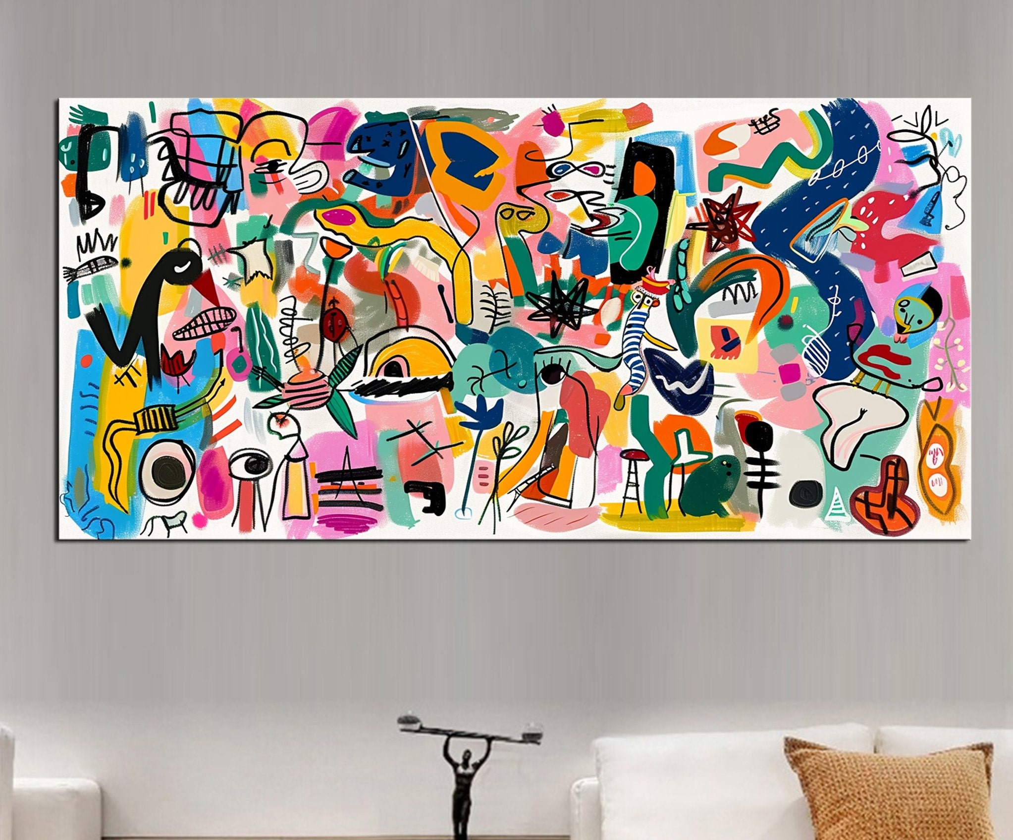 Large Minimalist Abstract Canvas Print | Neutral Modern Wall Art ...