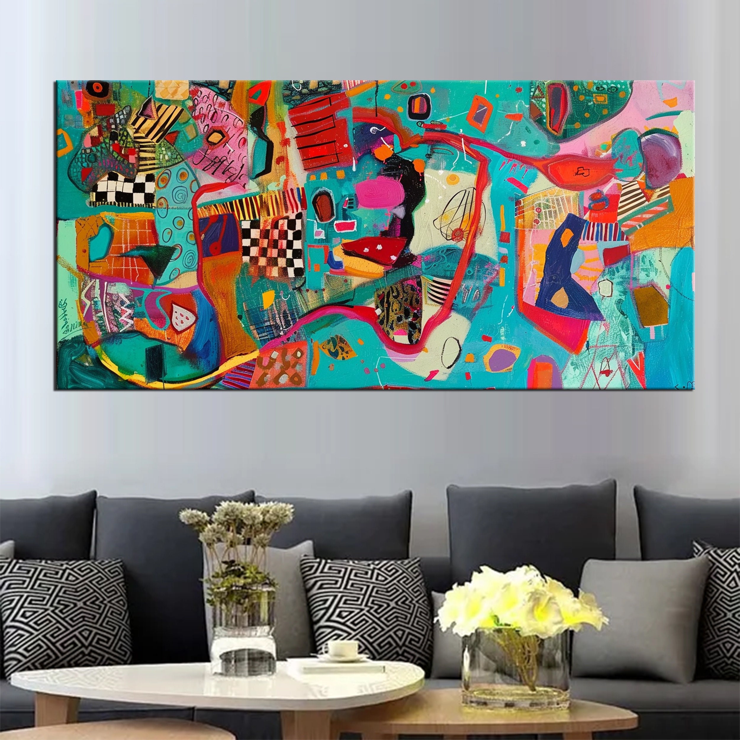 Colorful Abstract Canvas Print | Inspired by Michal Rotman Laor