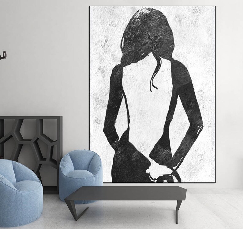 Original Painting on Canvas Nude Woman Silhouette Extra Large Etsy