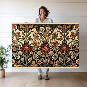 Traditional Floral Tapestry | Vintage Botanical Wall Hanging | Classic Decorative Art | Elegant Home Decor | Ornate Floral Design  hn17