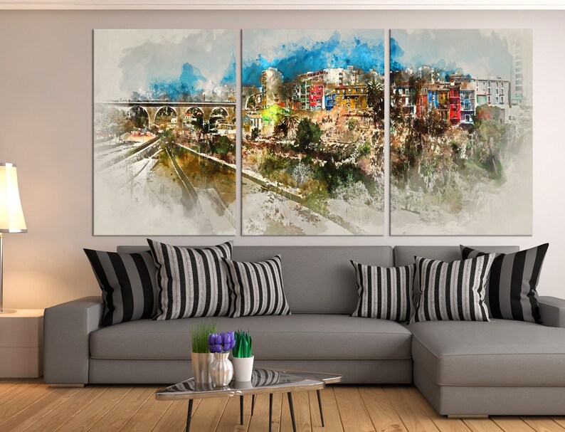 watercolor print Large wall art abstract art print colorful wall decal watercolor wall art ab28 Abstract city wall art canvas print