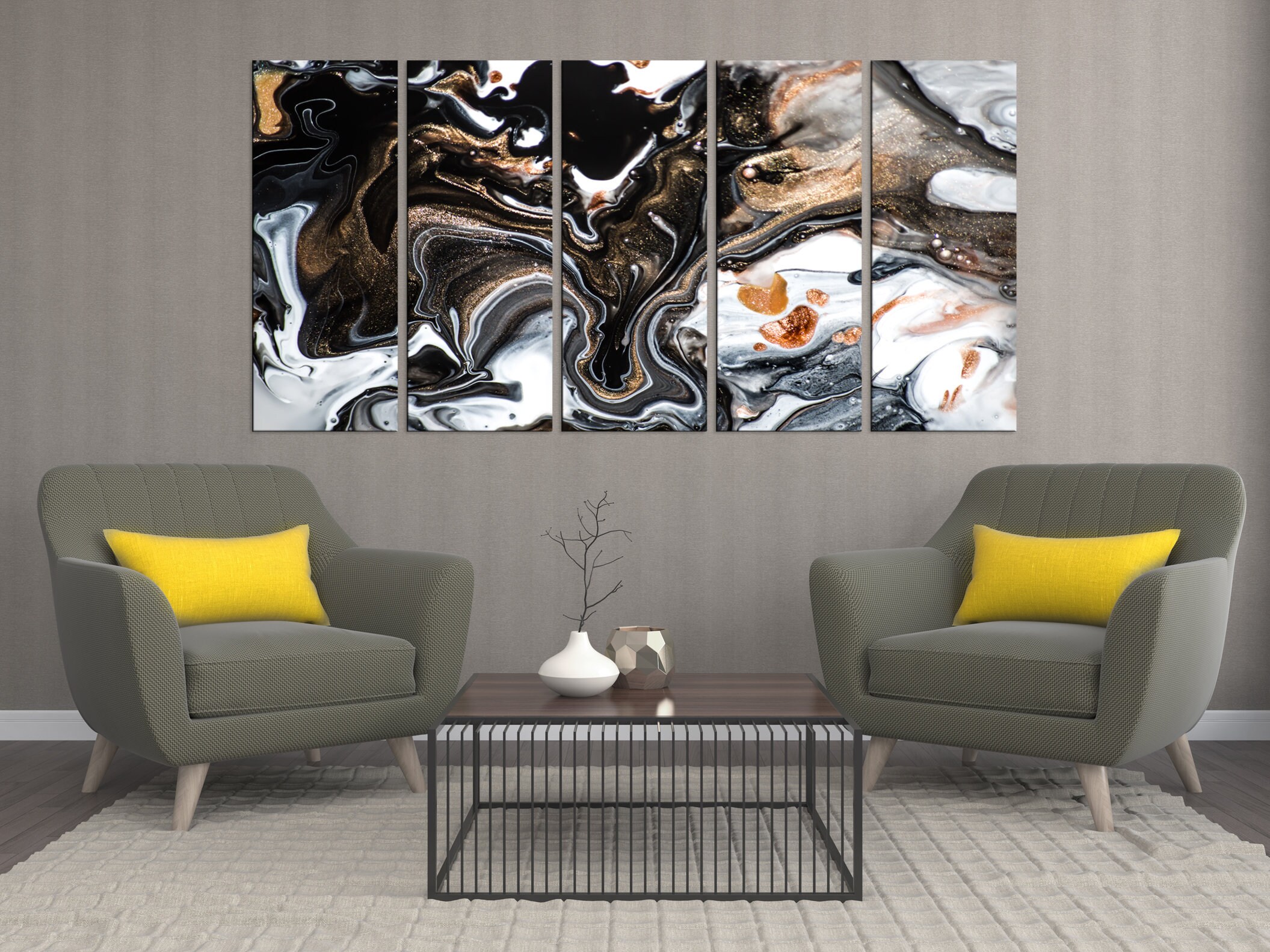 Modern Wall Art gold Abstract Artwork Print Contemporary Art | Etsy