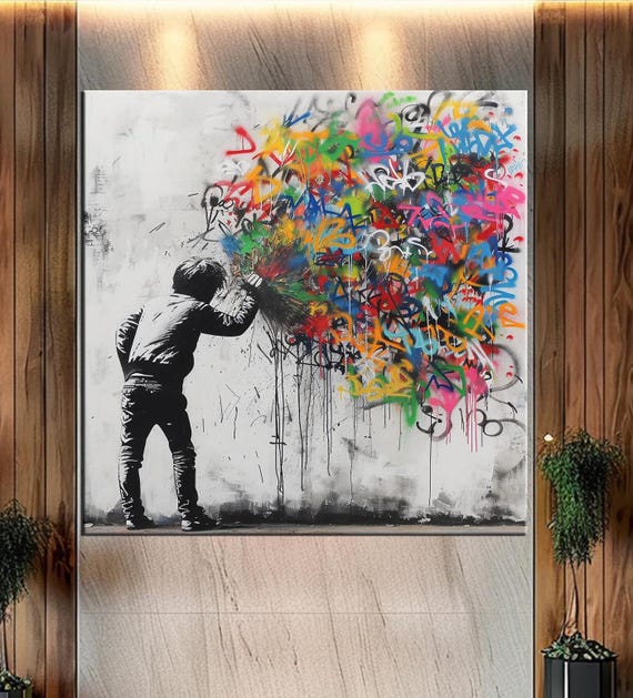 Love Heart Graffiti SINGLE TOILE murale ART Photo Print