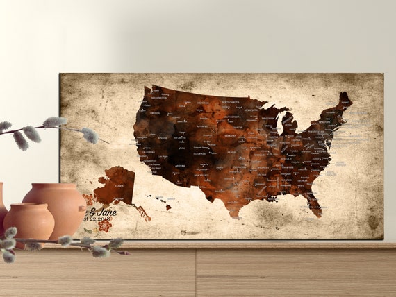 Custom Wedding Map Beach Wedding Guest Book Alternative Any State or Country Available Art Print or Canvas Florida Wedding Gift