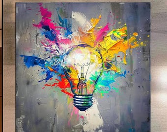 Abstract Light Bulb Canvas Print – Vibrant Creative Energy Art for Modern, Inspirational, and Office Decor md281