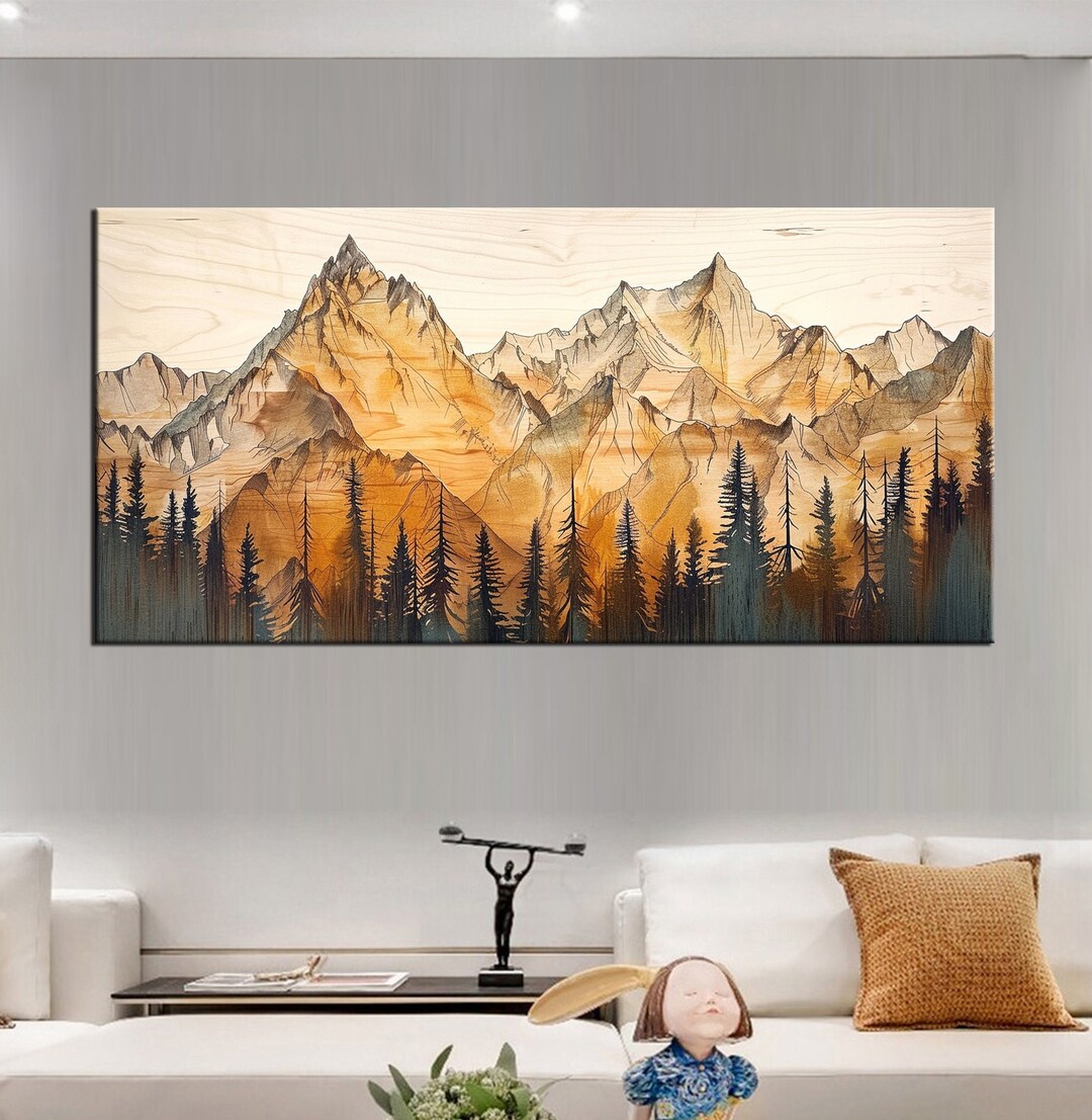 Rustic Mountain Pine Forest Canvas Print – Framed Nature Wall Art - Etsy
