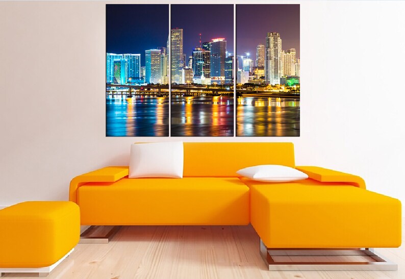Miami Skyline Wall Art Miami Canvas Print Miami Wall Decor | Etsy