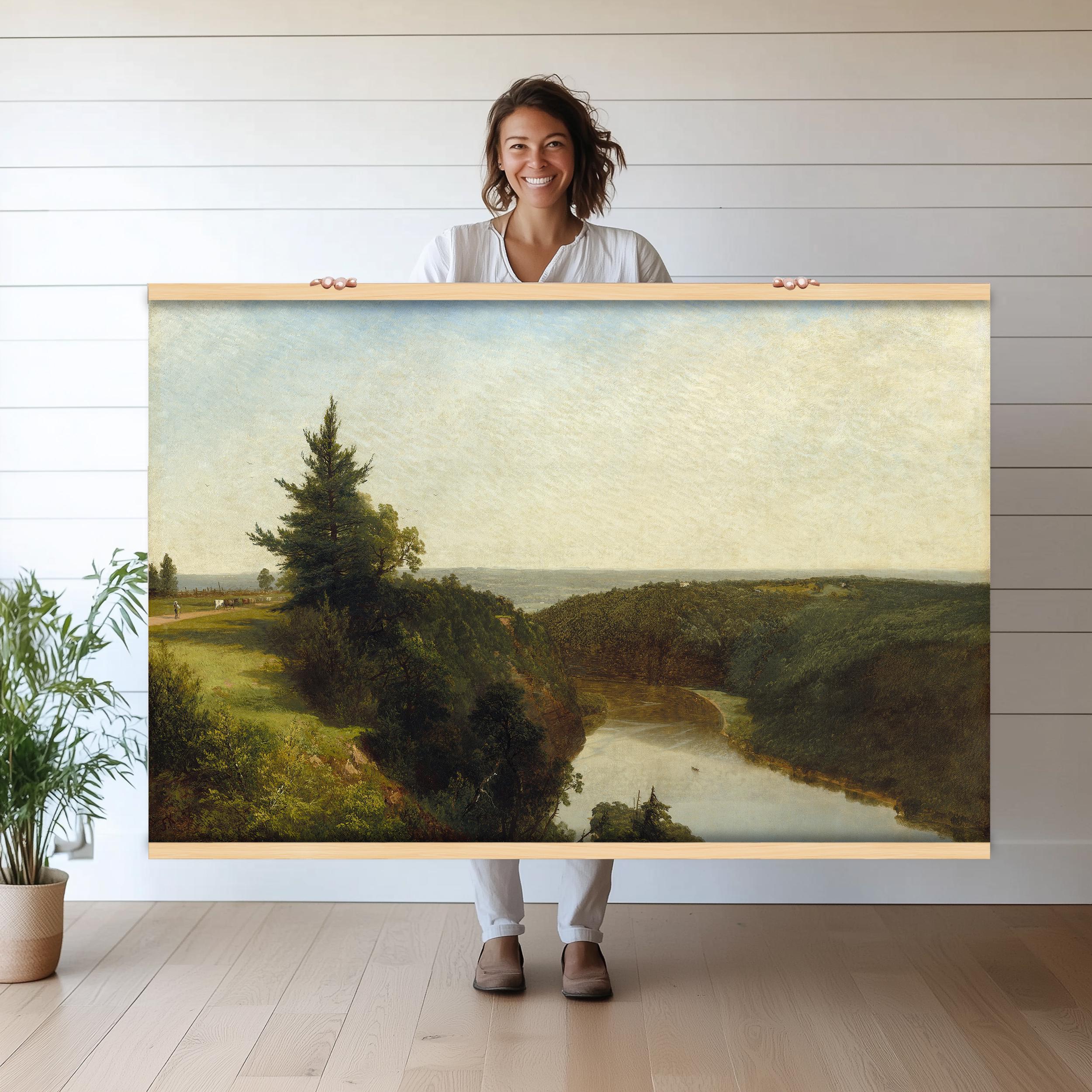 Panoramic Riverside Landscape Wall Art | Oversized Canvas Print ...