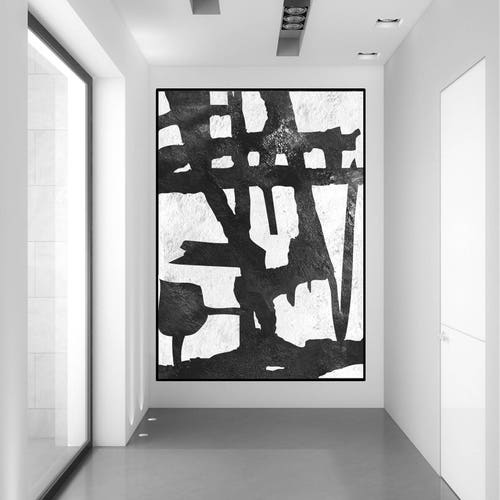 Black Gold White Original Abstract Painting on Canvas Gold Etsy