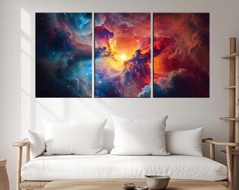 Oszałamiający wydruk na płótnie z mgławicą galaktyczną | Żywa sztuka kosmiczna do wystroju domu | Mistyczna kosmiczna dekoracja ścienna | Głęboka przestrzeń wszechświata dzieło sztuki md320