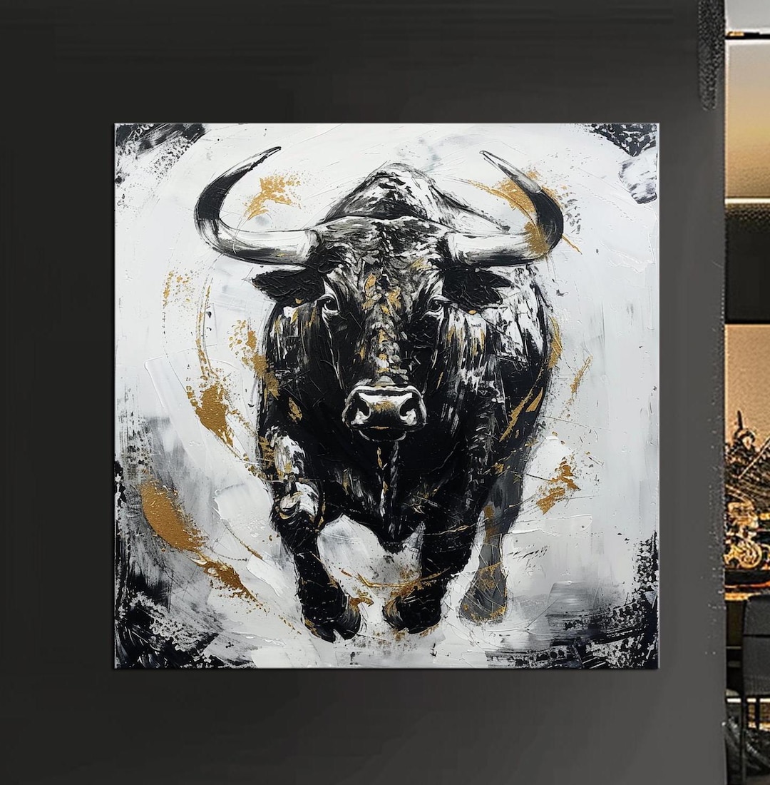 Dynamic Bull Canvas Print – Bold and Powerful Abstract Bull Art