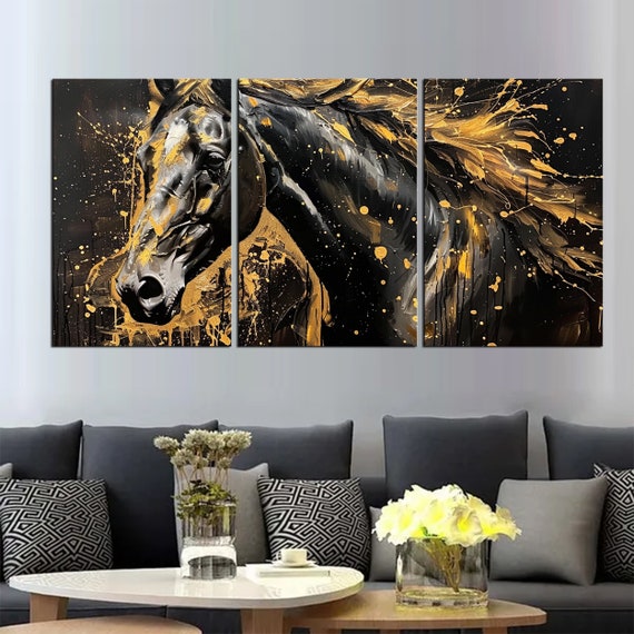 Arte Astratta Su Tela 4 Pezzi | Quadro Moderno Nero Blu Grigio | Decorazione Parete Soggiorno