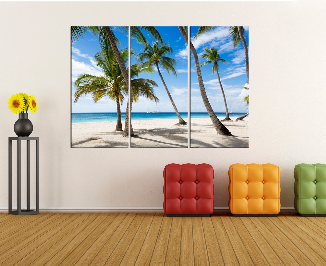 Tropical Beach Wall Art Print Palms Canvas Art Nature Coast Etsy