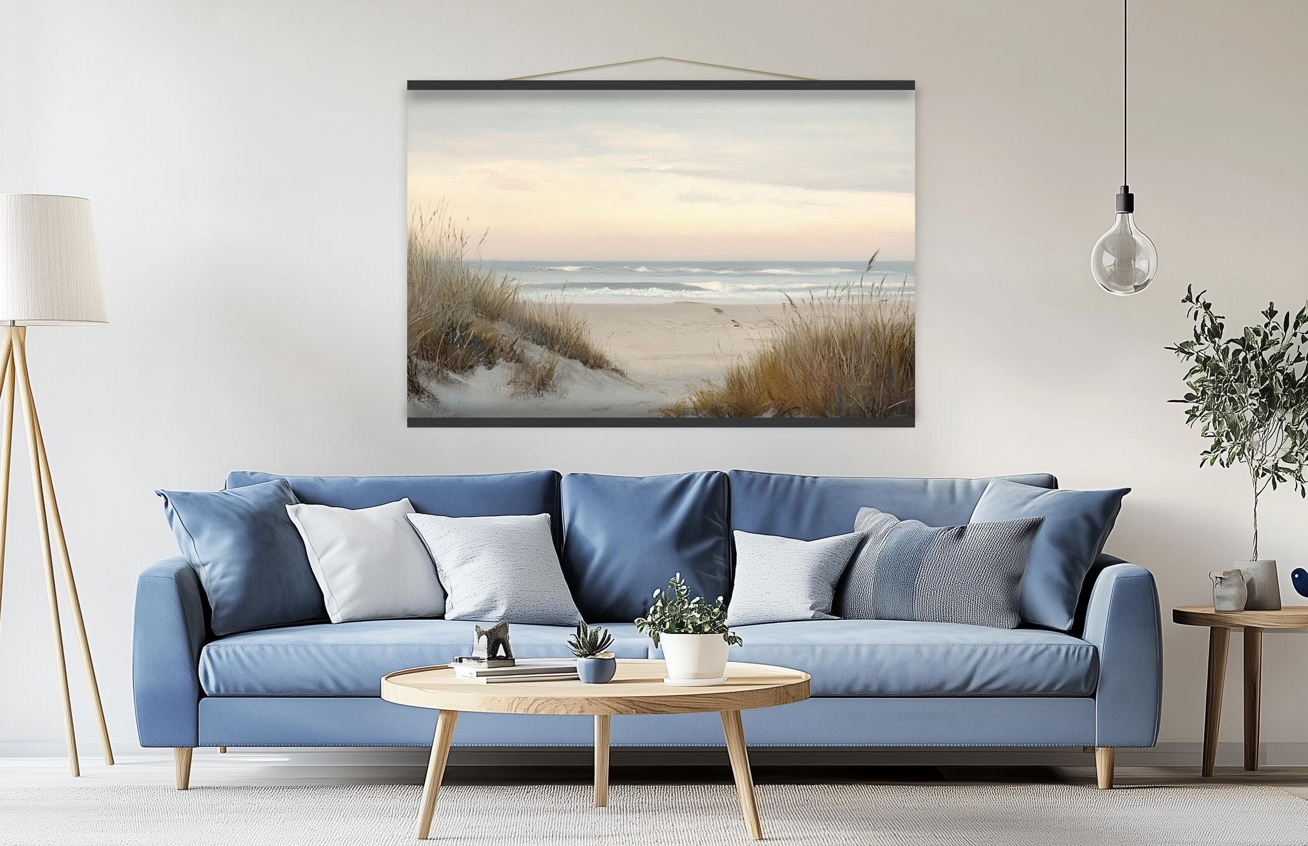 Coastal Beach Landscape Canvas Print | Ocean Waves and Sandy Dunes Wall ...