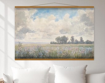 Large Oil Painting Effect Canvas Print | Extra Large Tapestry Wall Hanging | Oversized Textile Floral Art for Home or Office Deco hn51