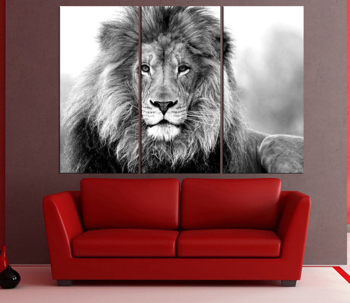 Black and White Lion Wall Art Canvas Print for Living Office Etsy