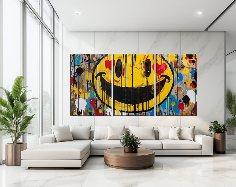 Graffiti Smiley Face Canvas Print | Vibrant Pop Art Wall Decor | Urban ...