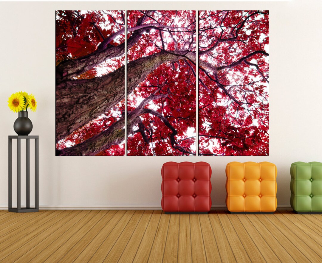 Extra Large Forest Wall Art Canvas Autumn Tree Canvas Print Etsy