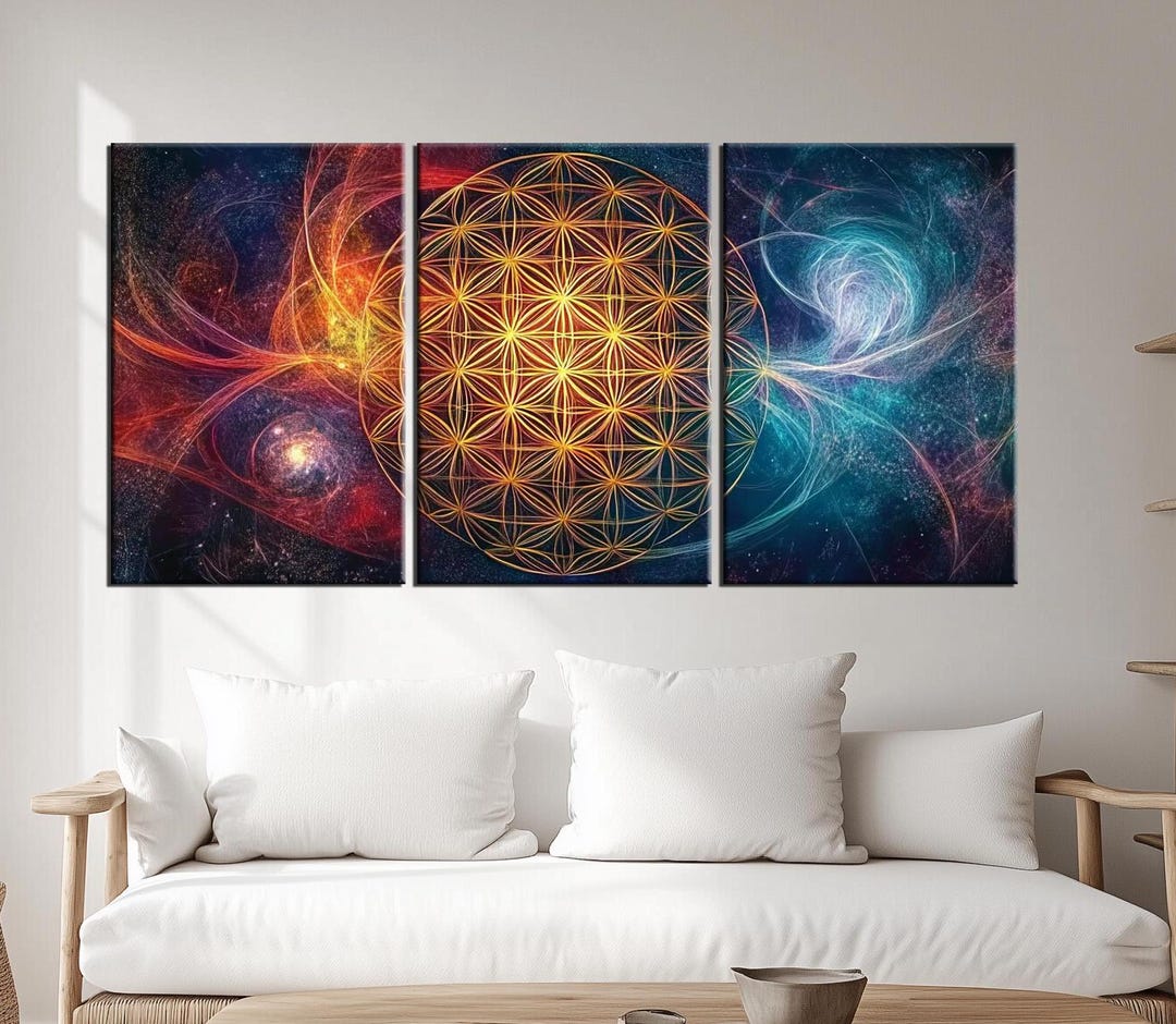 Flower of Life Cosmic Canvas Print | Sacred Geometry Wall Art ...
