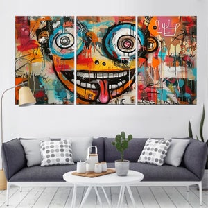 Vibrant Street Art Canvas - Large Graffiti Pop Culture Wall Decor for Living Room, Bedroom, Office | Modern Urban Wall Art Print md97