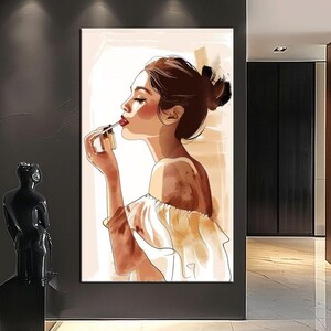 Elegant Woman Canvas Art | Modern Minimalist Wall Art Print | Feminine Large Wall Art | Contemporary Home Decor for Bedroom or Salon m431