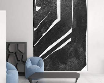 large canvas art, original Acrylic painting, black and white wall art painting, art for big wall, Contemporary Painting