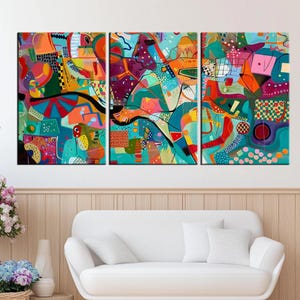 Vibrant Abstract Art Canvas Print | Colorful Geometric Shapes | Bold Contemporary Wall Art | Inspired by Michal Rotman Laor md343