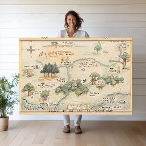 Extra Große Winnie the Pooh 100 Acre Holzkarte | Tapisserie Wandbehang | Wandbild fürs Kinderzimmer | Übergroße Landkarte Wanddekoration hn65