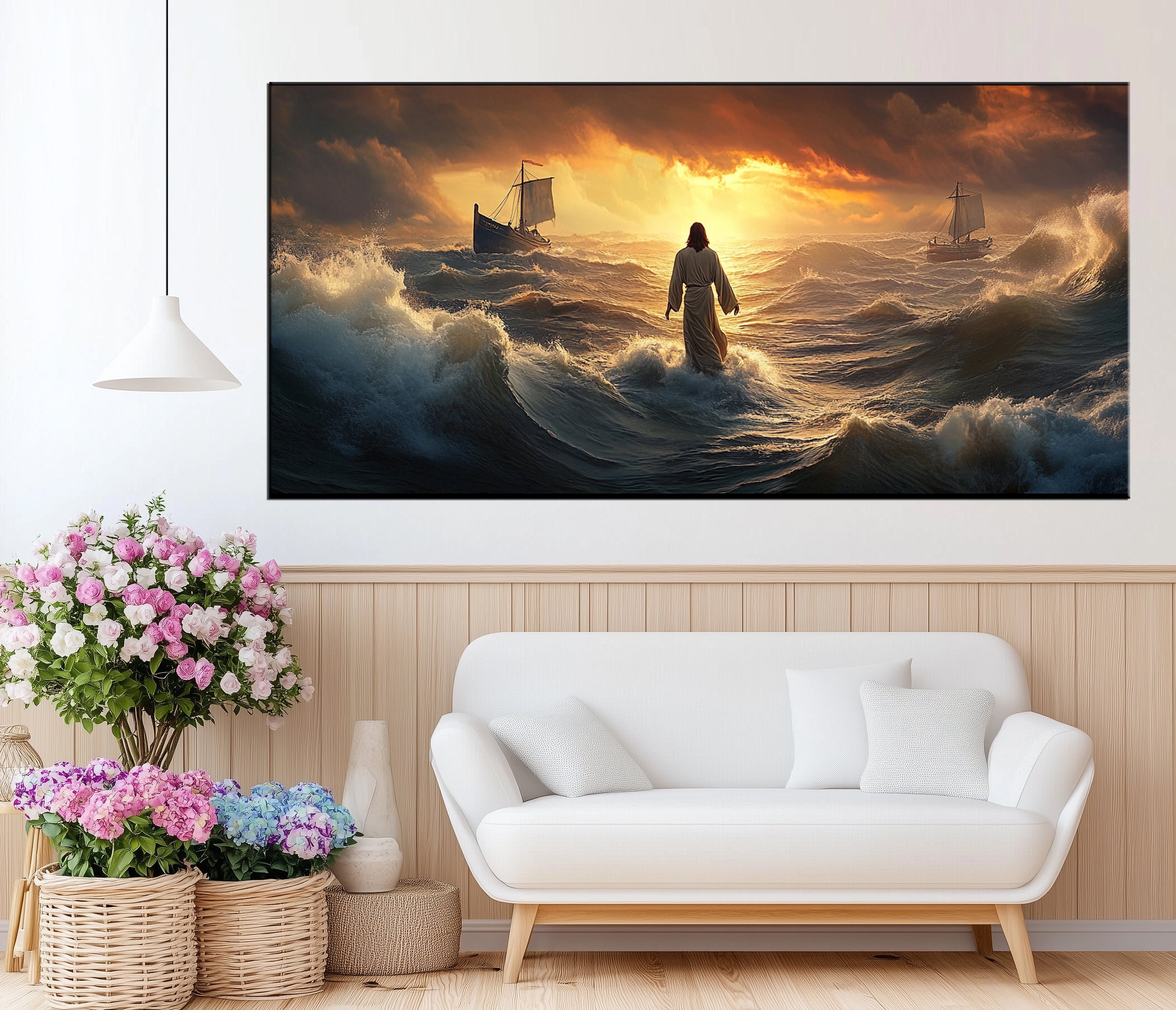 Jesus Walking on Water Canvas Print | Inspirational Christian Wall Art ...