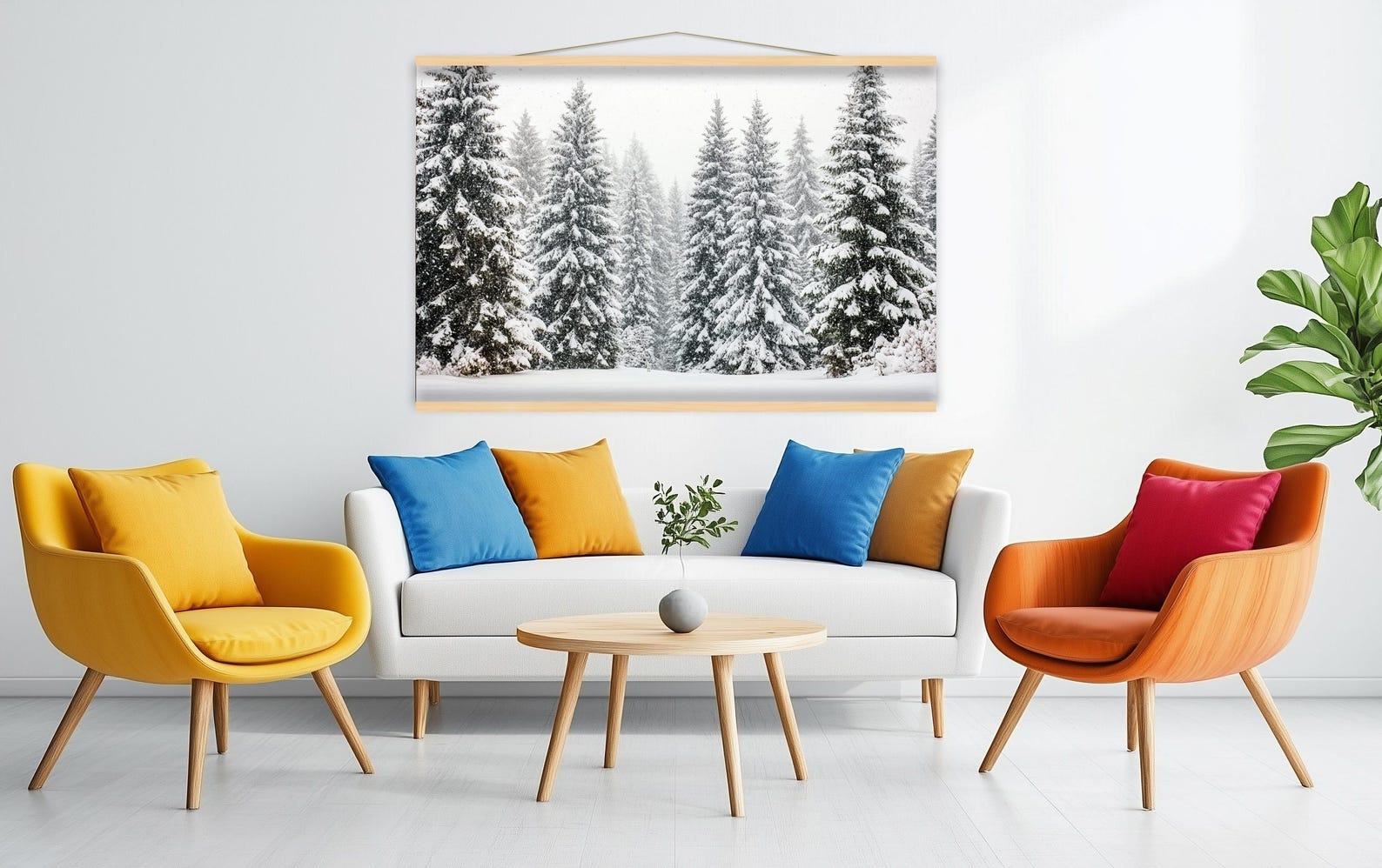 Snow-covered Pine Forest Winter Landscape | Oversized Wall Art Canvas ...