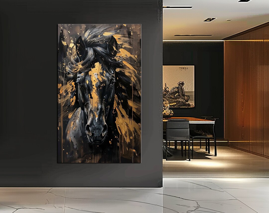 Stunning Horse Canvas Art - Large Abstract Animal Wall Art, Original ...