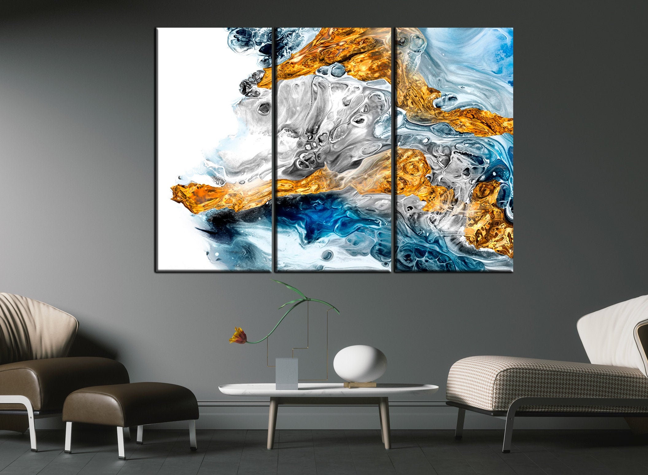 Marble Wall Art Orange Marble Canvas 