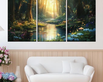 Enchanted Forest Canvas Print | Large Wall Art | Serene Nature Landscape | Mystical Woodland Scene | Ready to Hang | Nature wall Decor m386