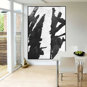 extra large wall art, original abstract painting, black and white wall art painting, extra large canvas art, Contemporary Painting image 3