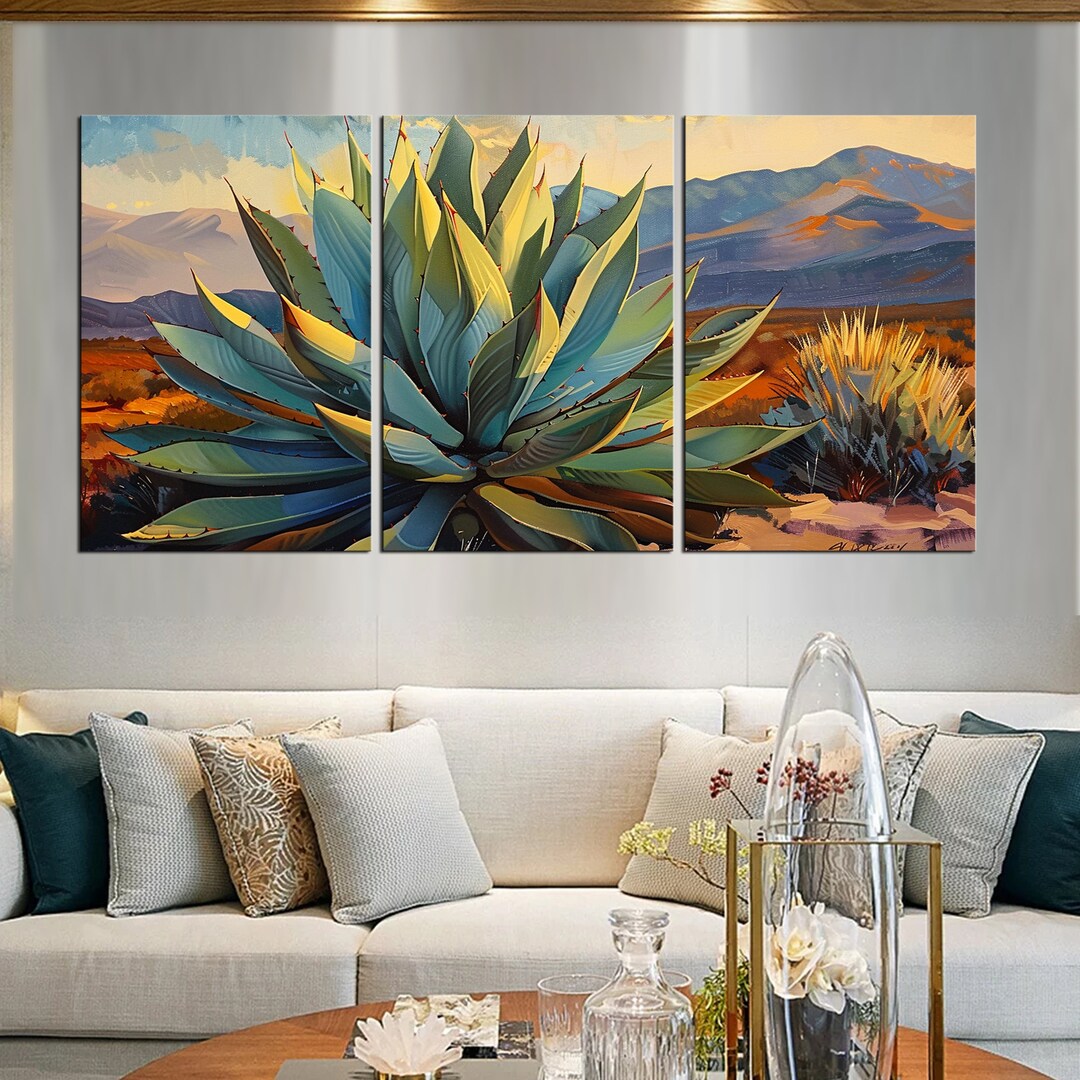 Southwestern Agave Desert Canvas Print | Large Oil Painting Effect ...
