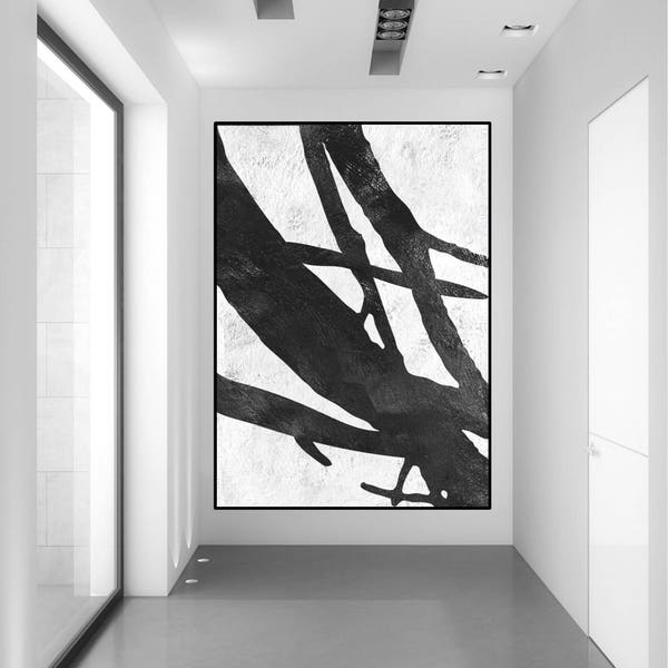 original abstract painting large wall art Black and White, modern art original Painting on canvas, large Abstract Painting,