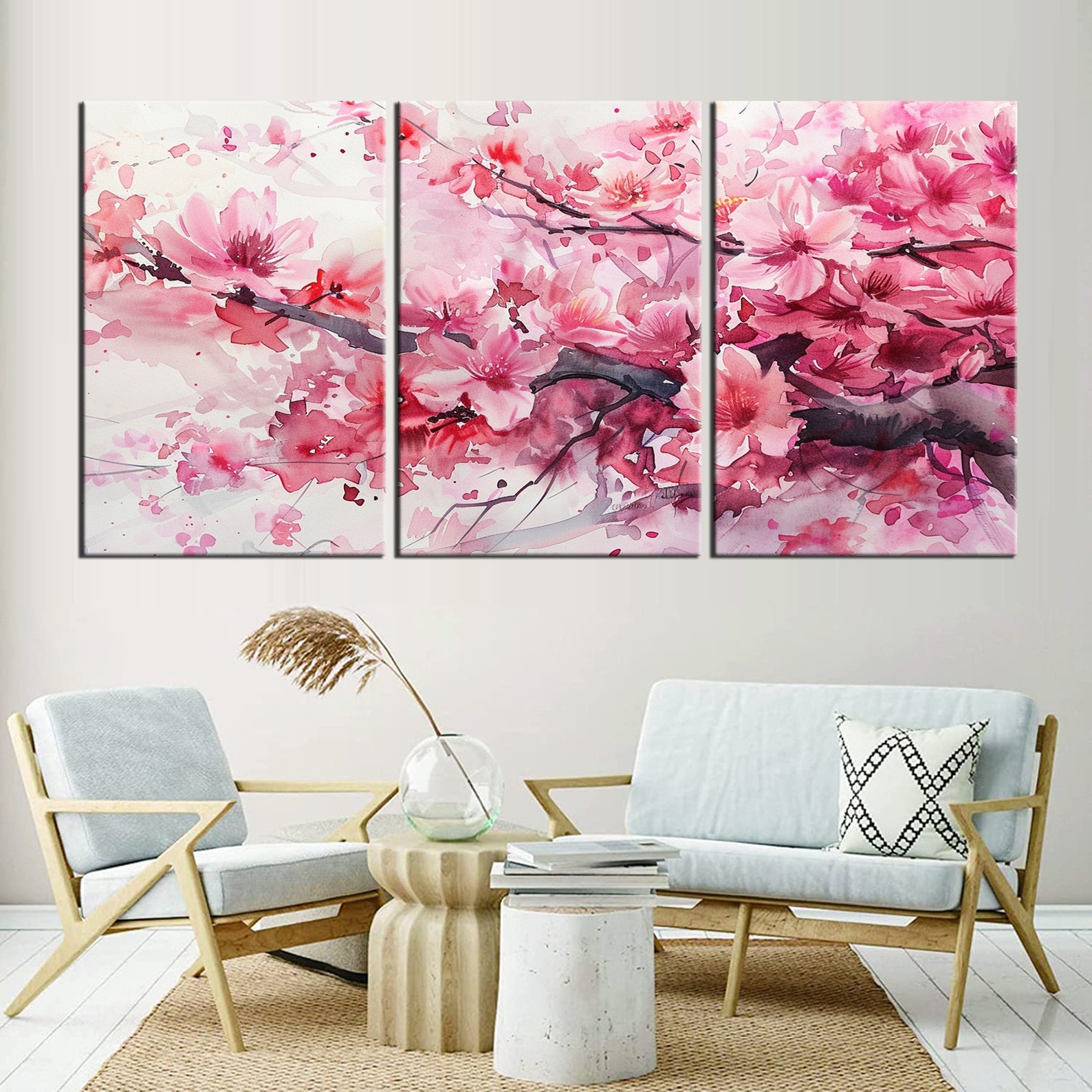 Framed Cherry Blossom Canvas Print- Beautiful Pink Floral Wall Art ...