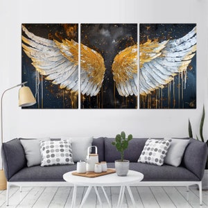 Angel Wings Abstract Oil Painting | Extra Large Canvas Wall Art | Christian Religious Decor | Angel Wings Canvas Print md51