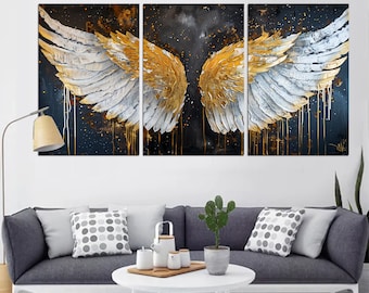 Angel Wings Abstract Oil Painting | Extra Large Canvas Wall Art | Christian Religious Decor | Angel Wings Canvas Print md51