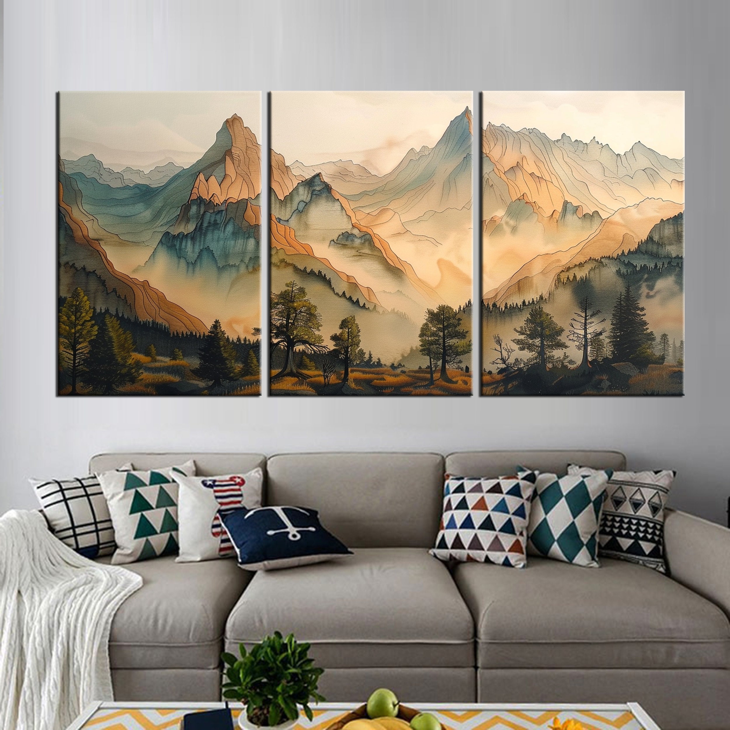Mountain Landscape Oversized Canvas Print | Serene Nature Wall Art