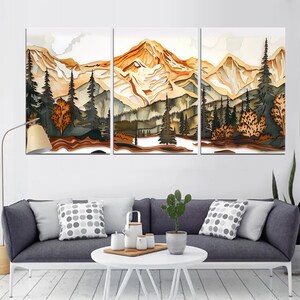 Rustic Mountain Landscape Wall Art, 3D Wood Layered Mountain Scene, Nature Wall Decor, Cabin Decor, Modern Wood Art, Earth Tones Art md126